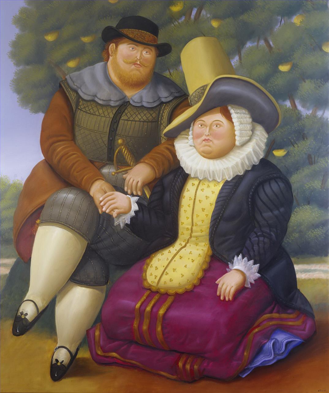 Rubens and His Wife 2 Fernando Botero Oil Paintings